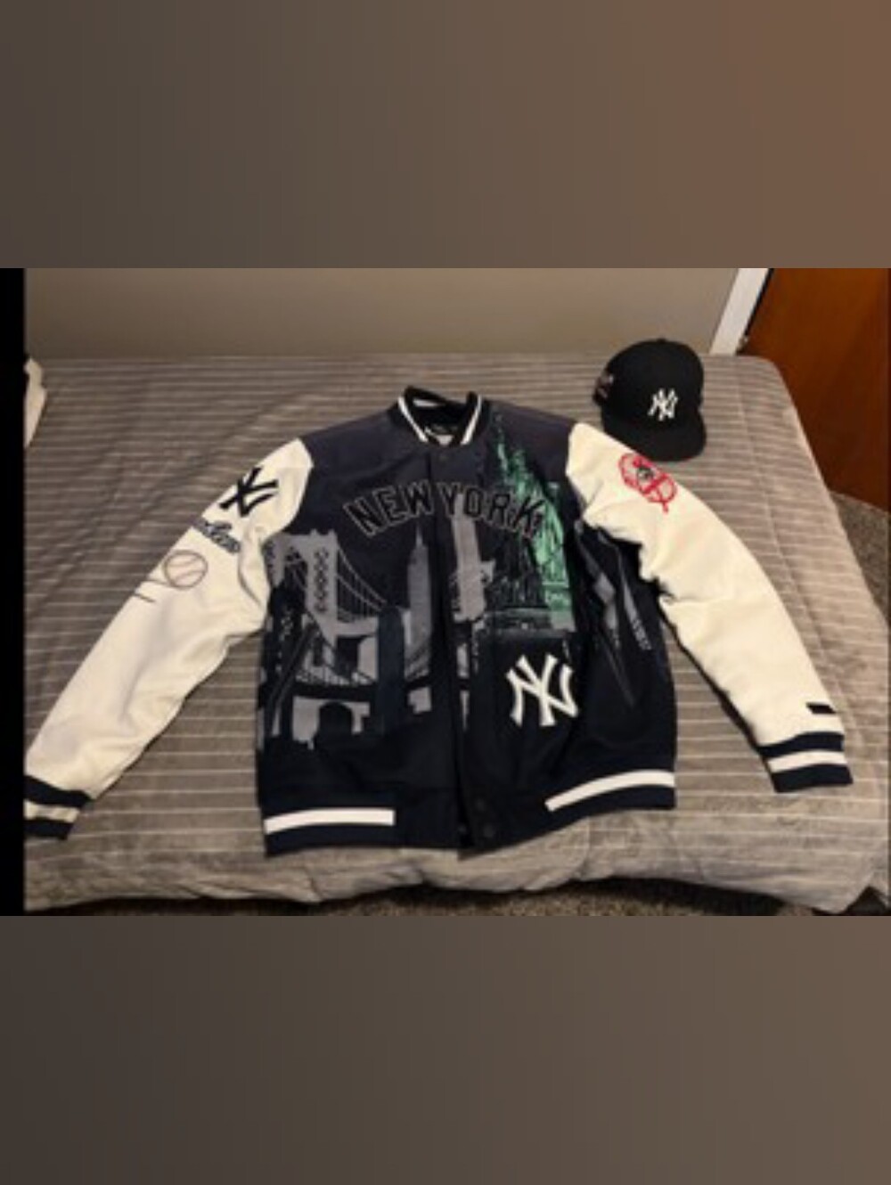 NEW YORK Navy & White Varsity Jacket